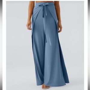 Halara Ocean Sky Blue Wrap Around Pants Convertible High Waisted